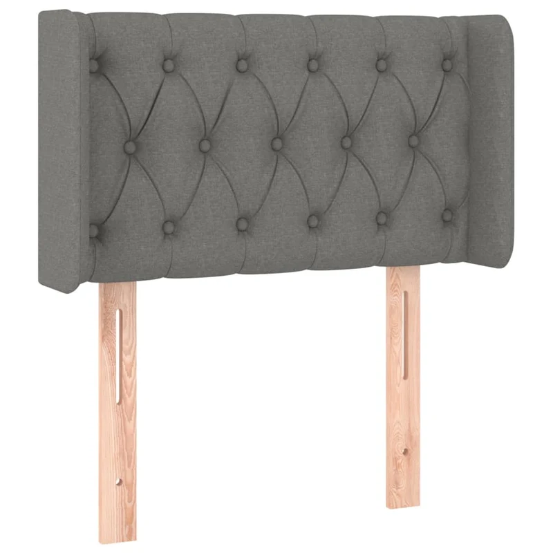 Tête de lit accessoire couchage chambre à coucher meuble avec rebord latéral 83 x 16 x 78/88 cm tissu gris foncé TDL0204903