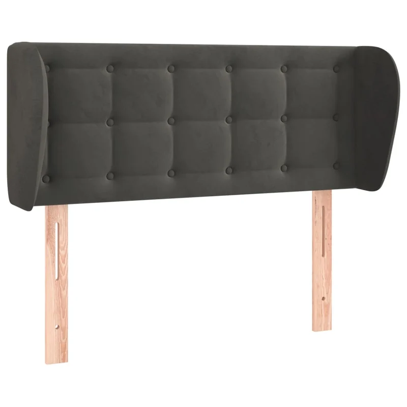 Tête de lit accessoire couchage chambre à coucher meuble capitonné avec rebord latéral 93 x 23 x 78/88 cm tissu velours gris foncé TDL0204837
