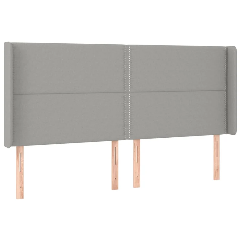 Tête de lit accessoire couchage chambre à coucher meuble à LED 183 x 16 x 118/128 cm tissu gris clair TDL0201338