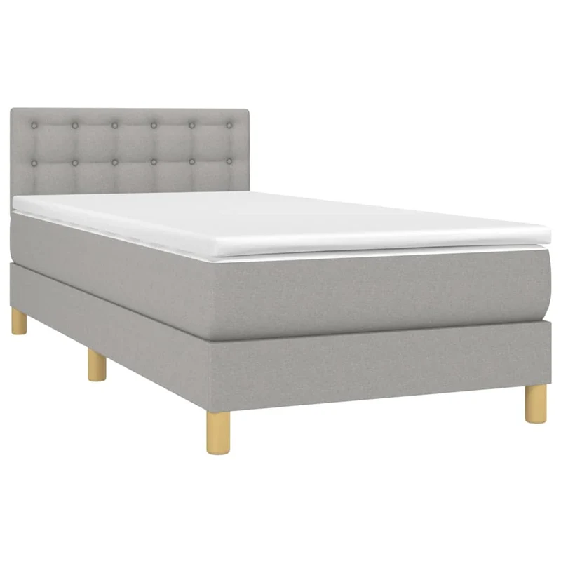 Cadre de lit LED avec sommier tête de lit matelas 80x200cm tissu gris clair TDL0209496