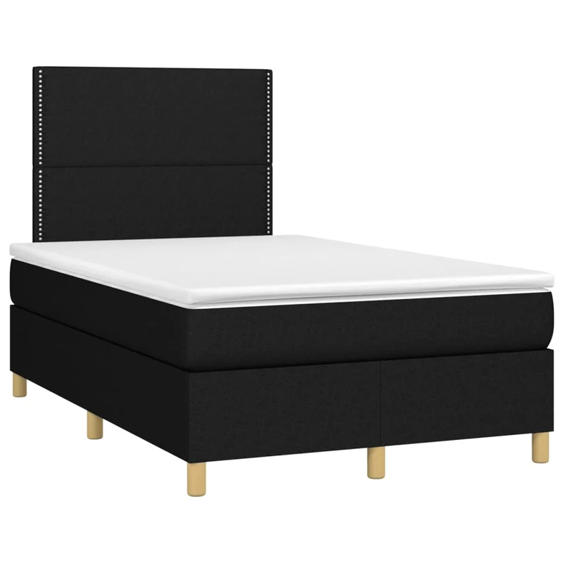 Cadre de lit LED avec sommier tête de lit matelas 120 x 200 cm tissu noir TDL0209290