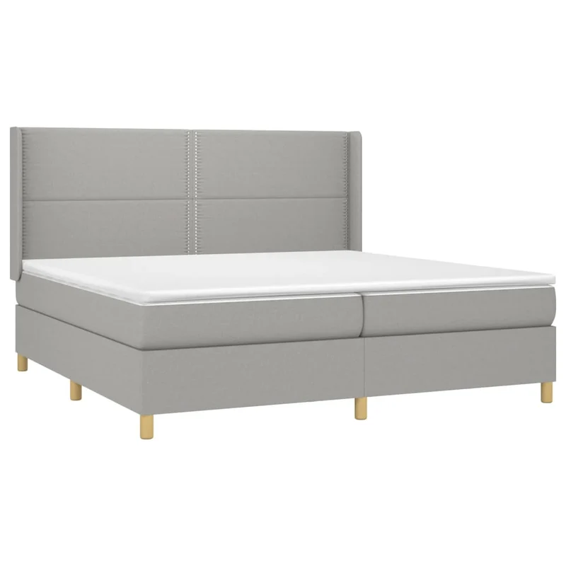 Cadre de lit LED avec sommier tête de lit matelas surmatelas 200x200 cm tissu gris clair TDL0207785