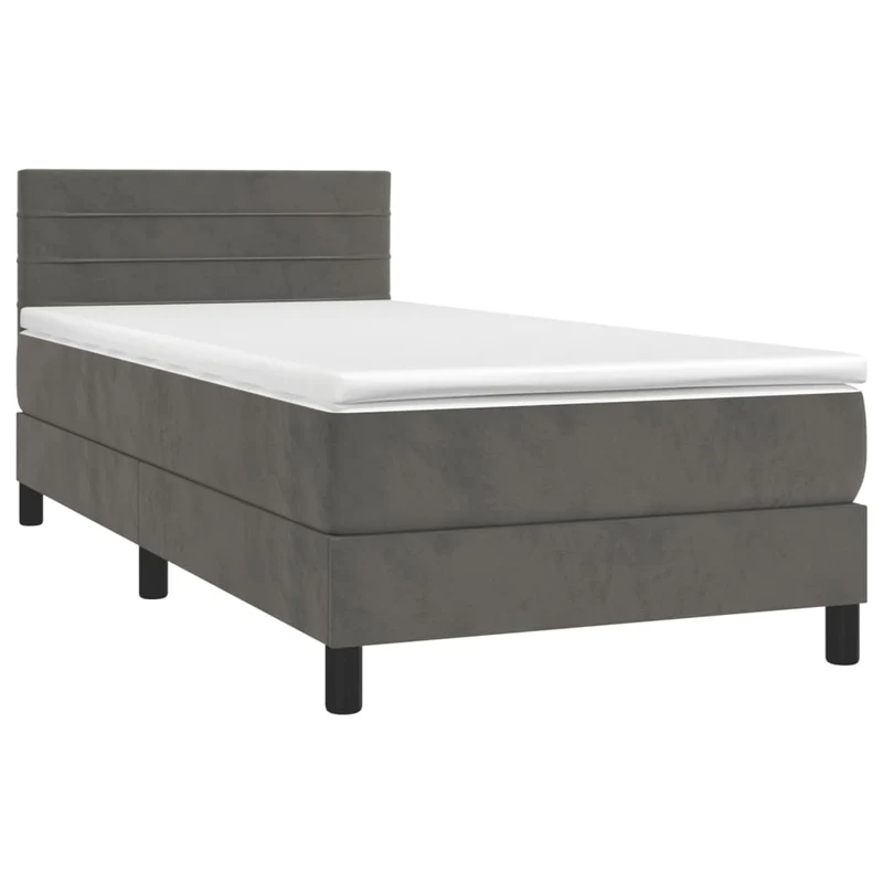 Cadre de lit LED avec sommier tête de lit matelas surmatelas 100x200 cm tissu velours gris foncé TDL0207748
