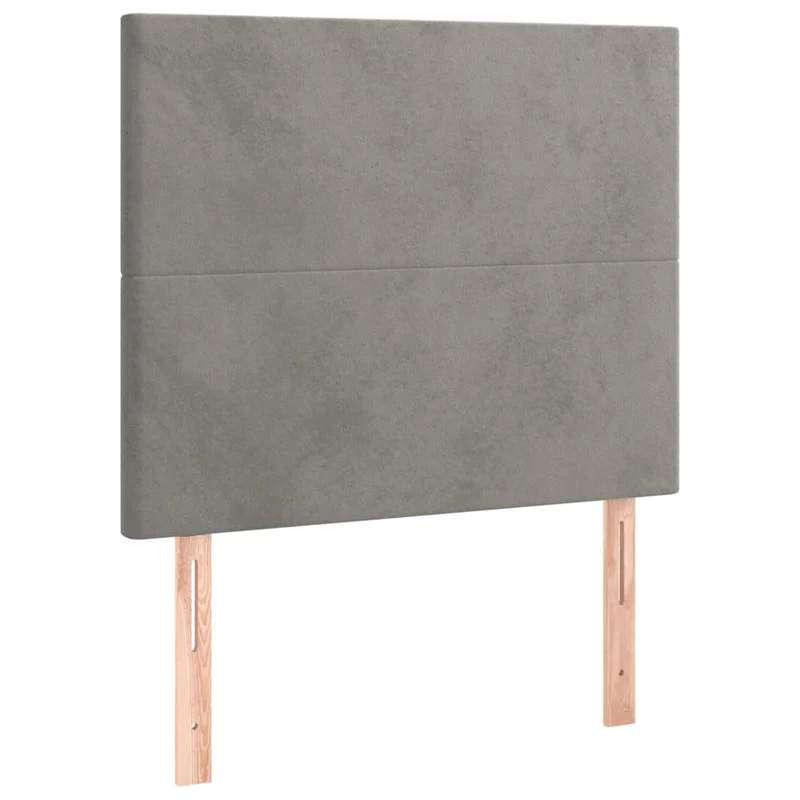 Tête de lit accessoire couchage chambre à coucher meuble en 2 parties 90 x 5 x 78/88 cm tissu velours gris clair TDL0206401