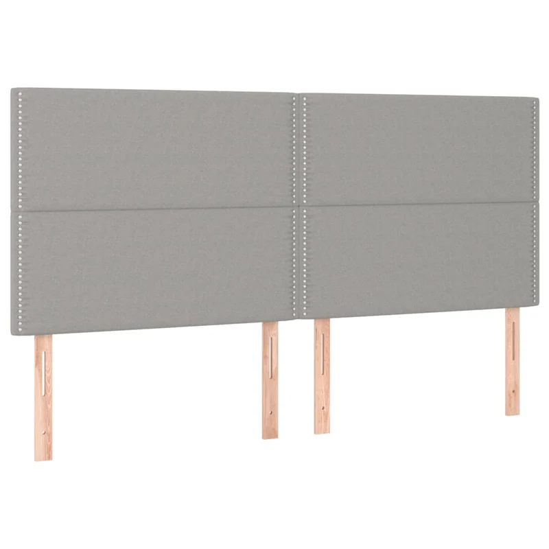 Tête de lit accessoire couchage chambre à coucher meuble en 4 parties 100 x 5 x 78/88 cm tissu gris clair TDL0206047