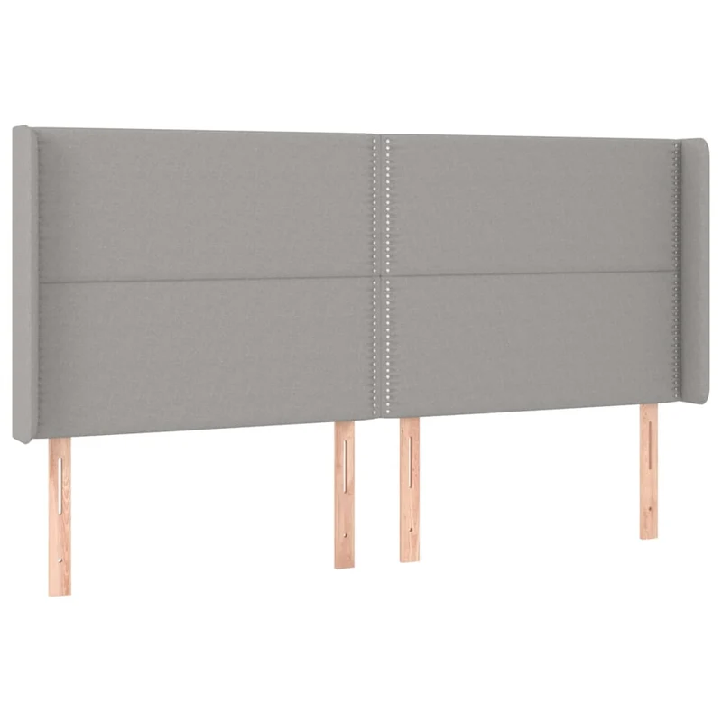 Tête de lit accessoire couchage chambre à coucher meuble avec rebord latéral 203 x 16 x 118/128 cm tissu gris clair TDL0205194