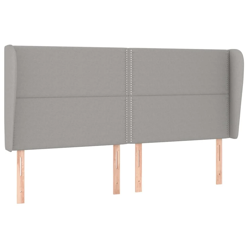 Tête de lit accessoire couchage chambre à coucher meuble avec rebord latéral 203 x 23 x 118/128 cm tissu gris clair TDL0205171
