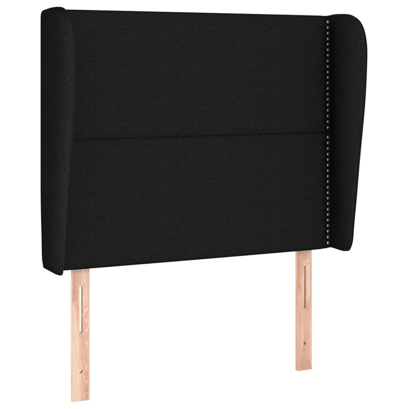 Tête de lit accessoire couchage chambre à coucher meuble avec rebord latéral 103 x 23 x 118/128 cm tissu noir TDL0204604