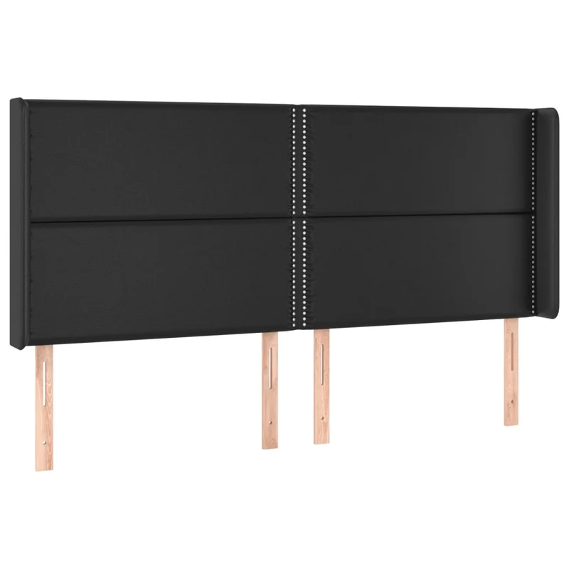 Tête de lit accessoire couchage chambre à coucher meuble avec rebord latéral 183 x 16 x 118/128 cm synthétique noir TDL0204516