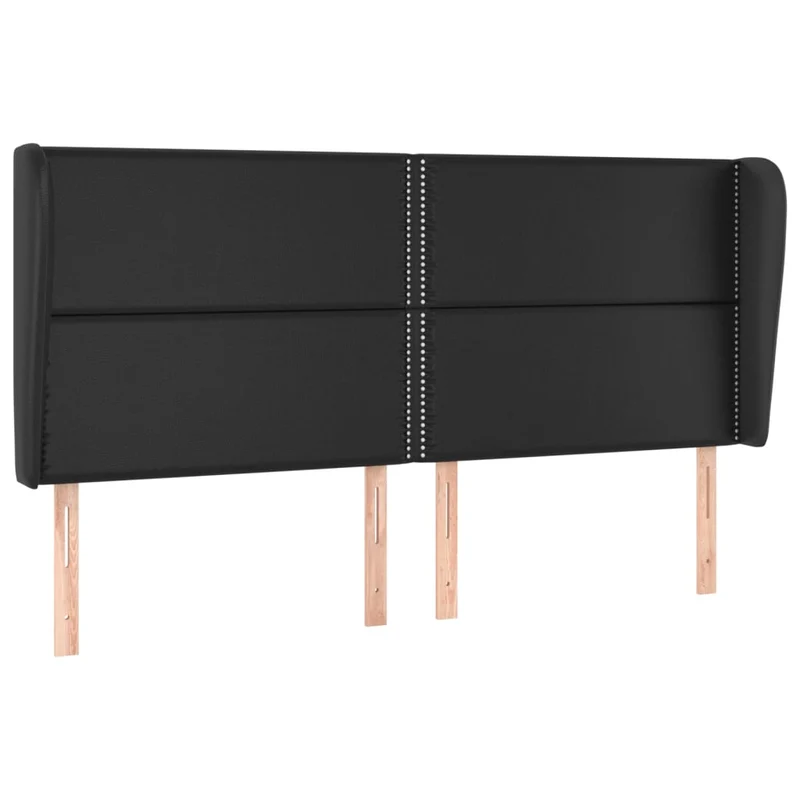 Tête de lit accessoire couchage chambre à coucher meuble avec rebord latéral 183 x 23 x 118/128 cm synthétique noir TDL0204509