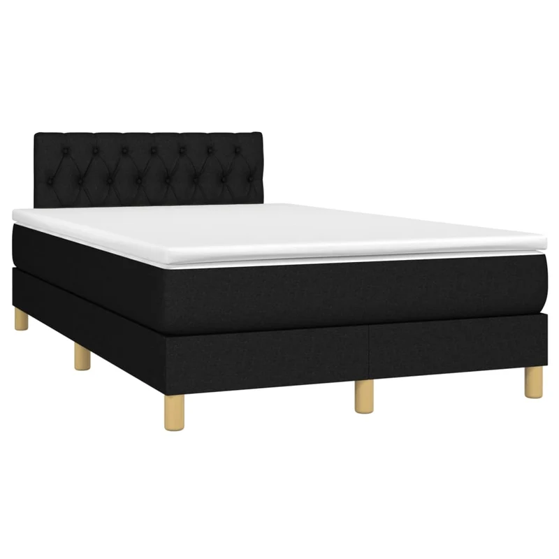 Cadre de lit LED avec sommier tête de lit matelas 120 x 200 cm tissu noir TDL0209283