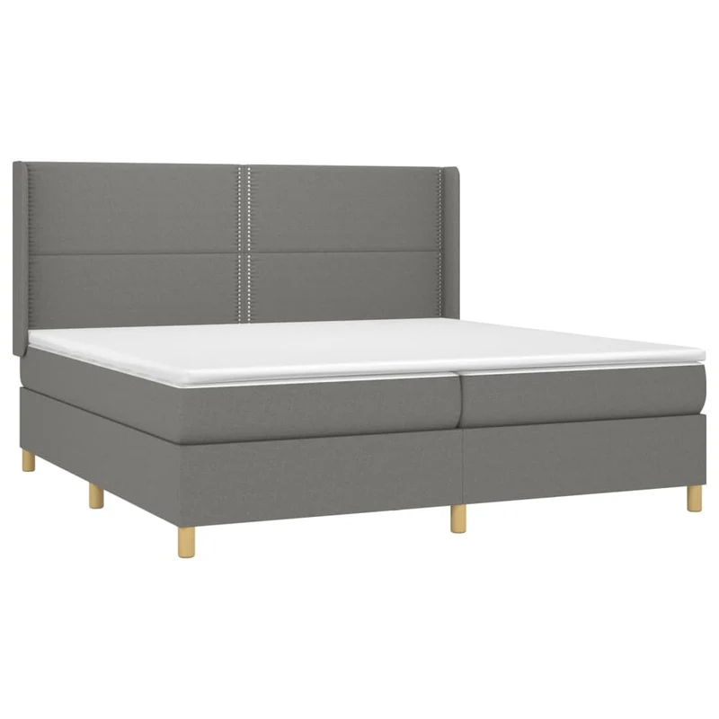 Cadre de lit LED avec sommier tête de lit matelas 200x200 cm tissu gris foncé TDL0208298