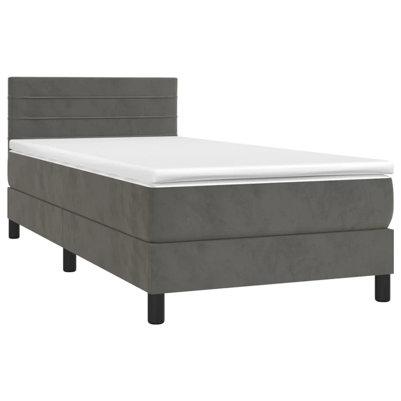 Cadre de lit LED avec sommier tête de lit matelas 90x190cm tissu velours gris foncé TDL0208260