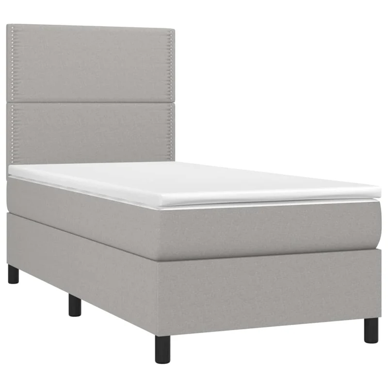 Cadre de lit LED avec sommier tête de lit matelas surmatelas 100x200 cm tissu gris clair TDL0207927