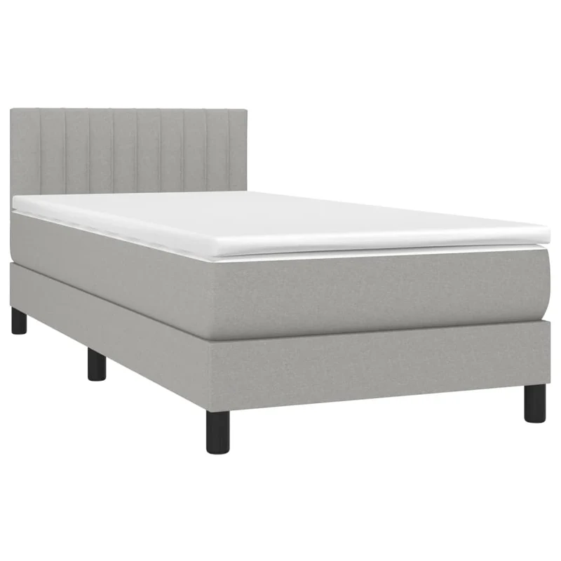 Cadre de lit LED avec sommier tête de lit matelas surmatelas 100x200 cm tissu gris clair TDL0207925