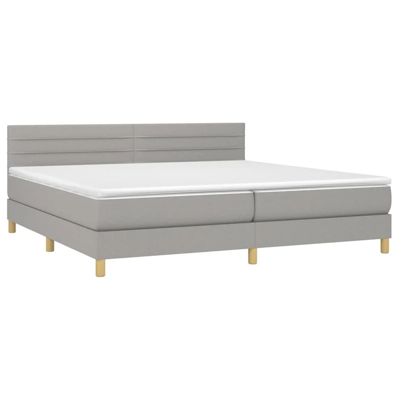 Cadre de lit LED avec sommier tête de lit matelas surmatelas 200x200 cm tissu gris clair TDL0207801