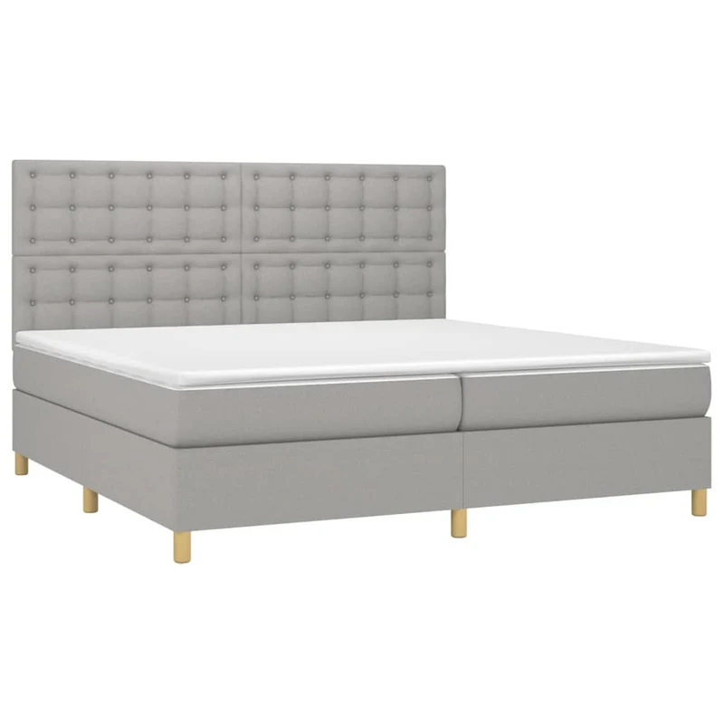 Cadre de lit LED avec sommier tête de lit matelas surmatelas 200x200 cm tissu gris clair TDL0207788