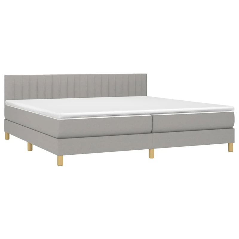 Cadre de lit LED avec sommier tête de lit matelas surmatelas 200x200 cm tissu gris clair TDL0207780