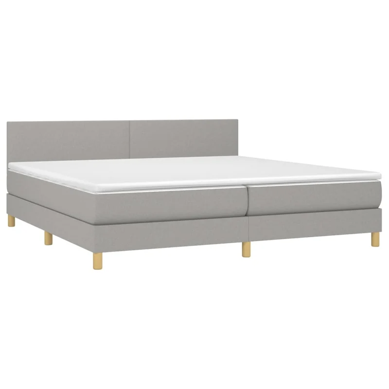 Cadre de lit LED avec sommier tête de lit matelas surmatelas 200x200 cm tissu gris clair TDL0207781