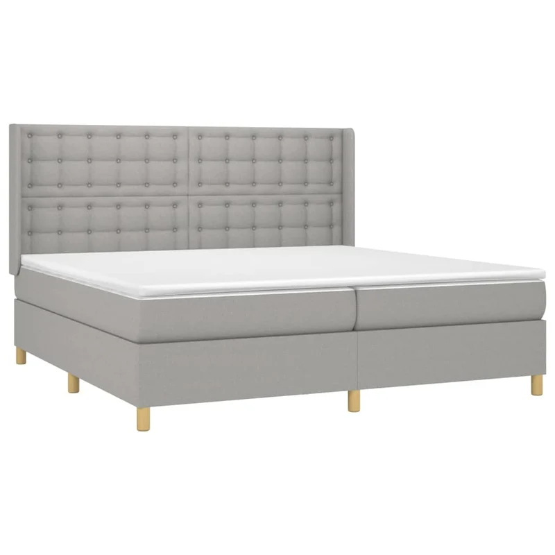 Cadre de lit LED avec sommier tête de lit matelas surmatelas 200x200 cm tissu gris clair TDL0207774