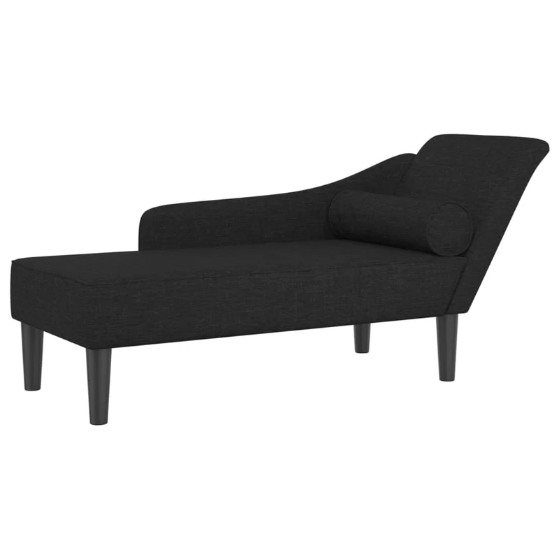 Méridienne chaise longue canapé pour intérieur avec coussins en tissu noir DEC026089