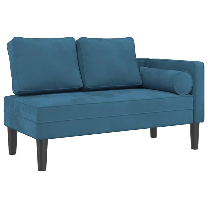 Méridienne chaise longue canapé pour intérieur avec coussins en velours bleu DEC026063