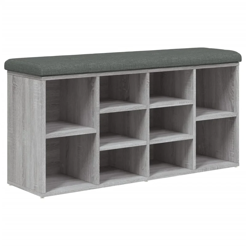 Banc de rangement à chaussures avec compartiments 102 x 32 x 50 cm bois d'ingénierie couleur sonoma gris DEC024935