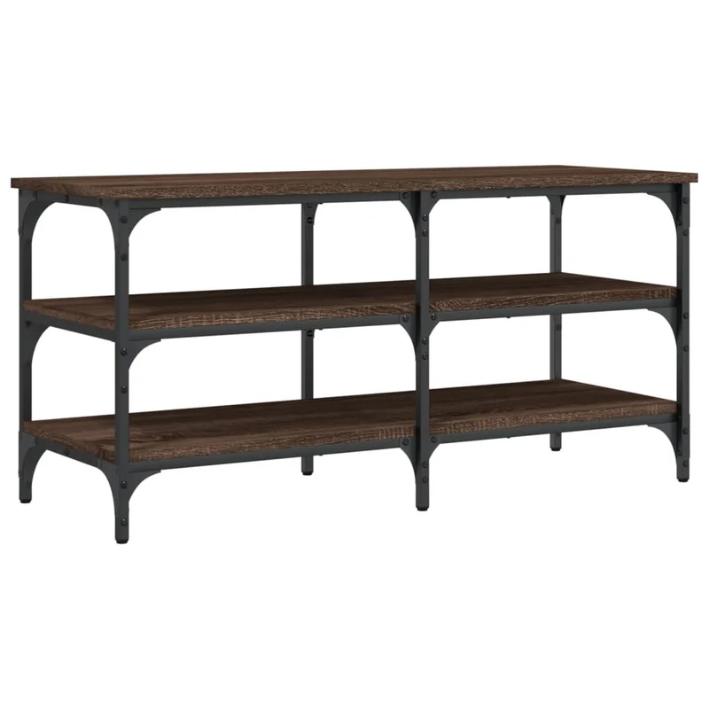 Banc de rangement à chaussures 3 niveaux 100 x 38,5 x 49 cm bois d'ingénierie couleur chêne marron DEC024857