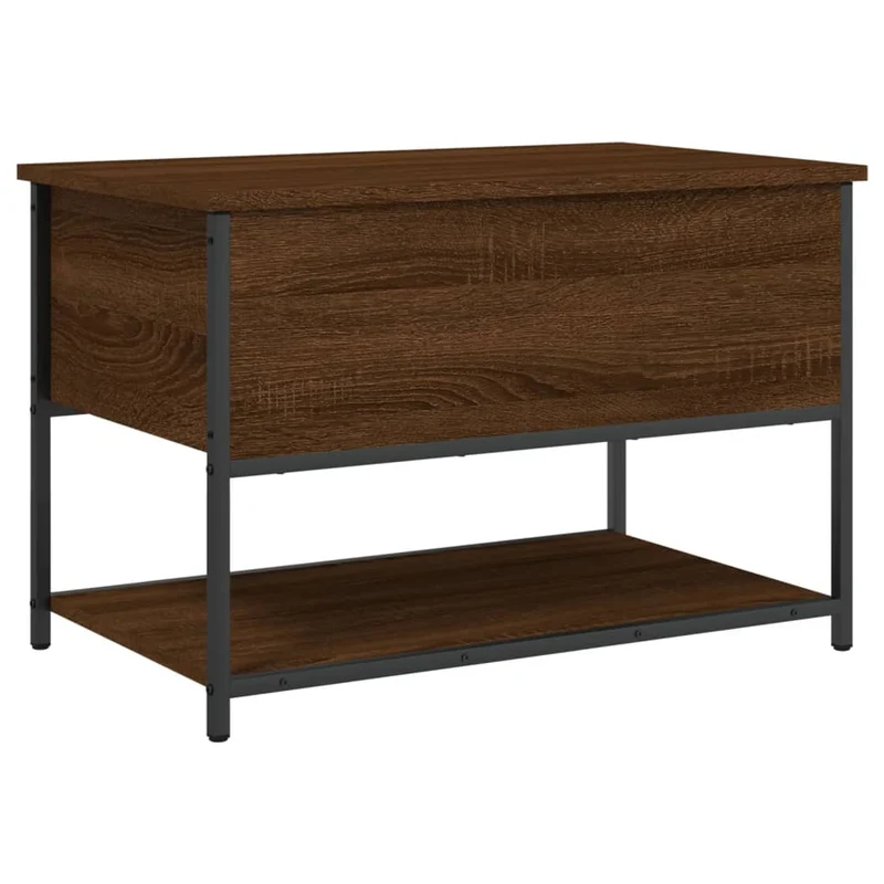Banc banquette avec espace de rangement et étagère 70 x 42,5 x 47 cm bois d'ingénierie couleur chêne marron DEC024741