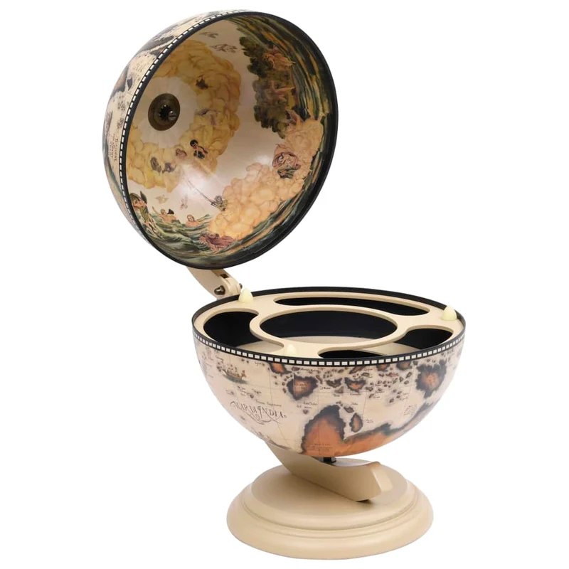 Support de vin globe de dessus de table bois d'eucalyptus blanc blanc DEC024448