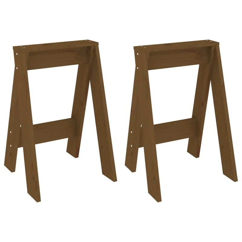 Lot de 2 tabourets assises design classique 40 x 40 x 60 cm bois massif de pin couleur marron miel DEC026409