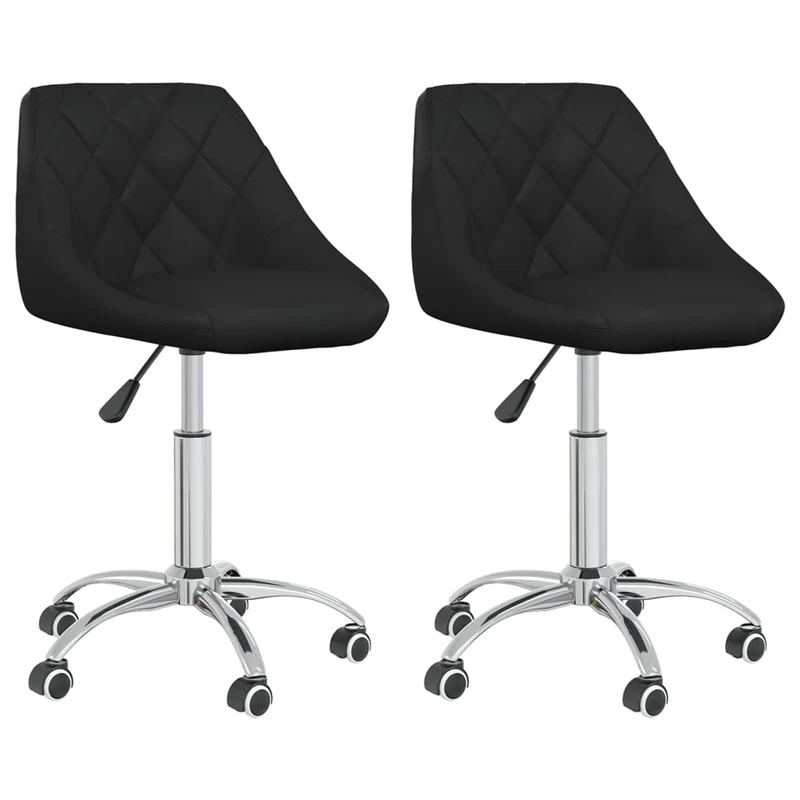 Set de 2 tabourets sièges pivotants sur roulettes hauteur réglable en PVC noir cadre en acier DEC025718