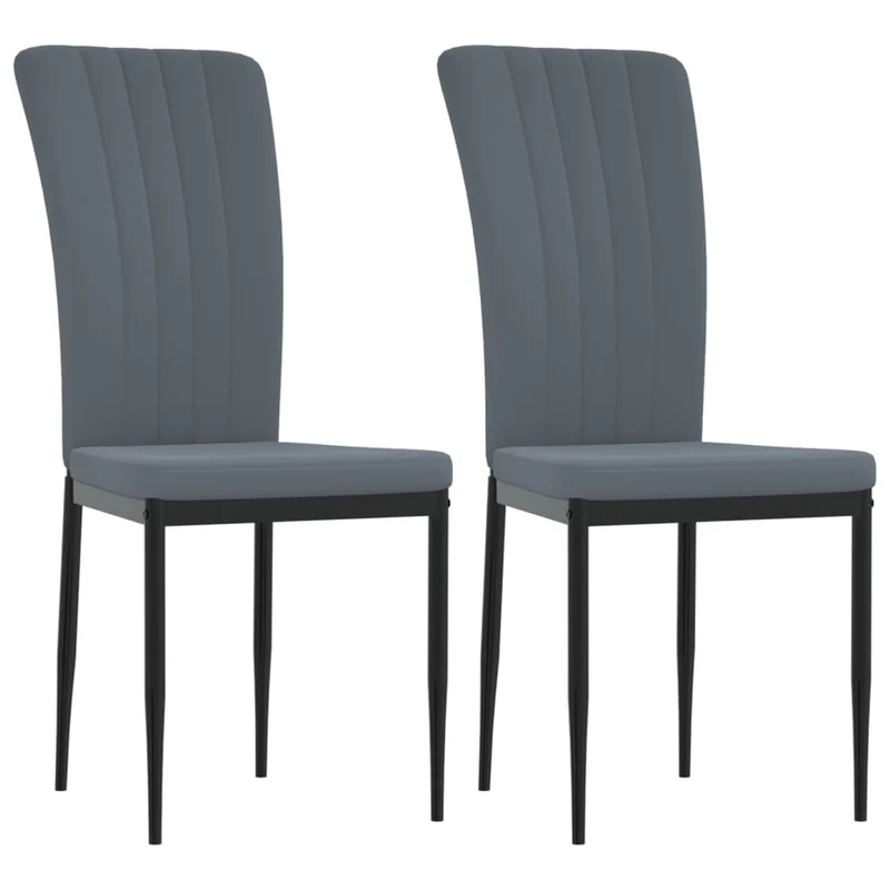 Set de 2 chaises de salle à manger style classique en tissu velours gris avec coutures décoratives DEC025525