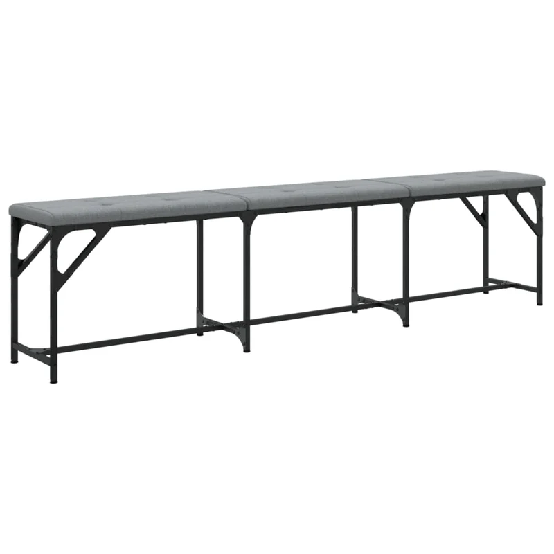 Banc de salle à manger 186 x 32 x 45 cm cadre en acier et assise en tissu gris DEC025018