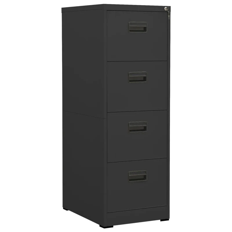 Caissons à tiroirs meuble de bureau avec 4 tiroirs 46 x 62 x 133 cm en acier anthracite DEC024500
