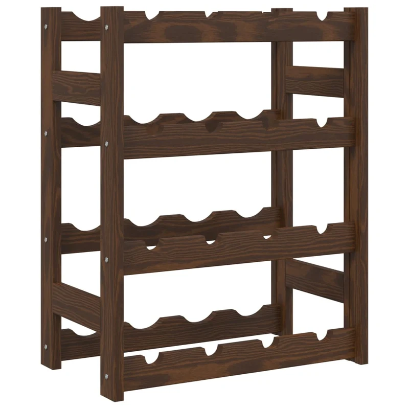 Casier range bouteilles étagère de rangement vin pour 16 bouteilles 4 niveaux en bois de pin marron DEC024299