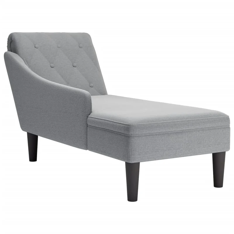 Méridienne chaise longue canapé pour intérieur avec coussin et accoudoir droit gris clair tissu gris DEC026255