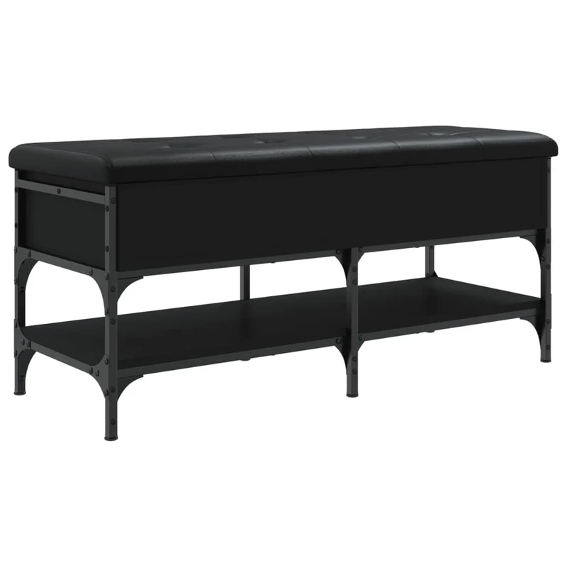 Banc de rangement à chaussures espace de rangement coussin assise noir 102 x 42 x 45 cm en bois d'ingénierie noir DEC024913