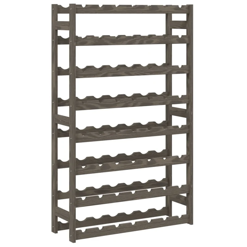 Casier range bouteilles étagère de rangement vin pour 56 bouteilles 8 niveaux en bois pin gris DEC024331