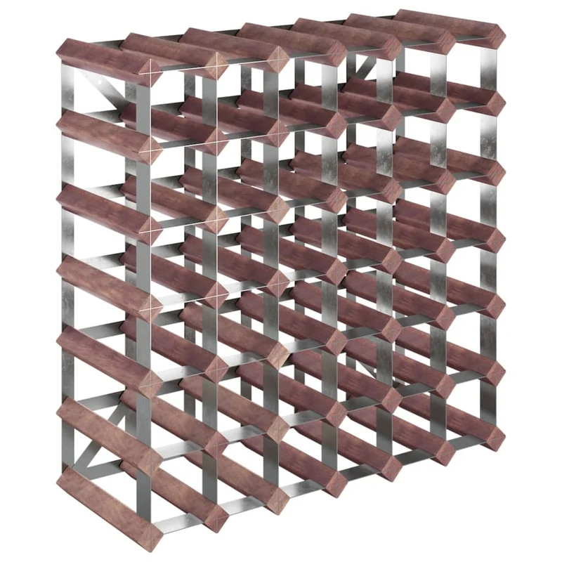 Casier range bouteilles étagère de rangement vin pour 42 bouteilles en bois de pin marronn DEC024322