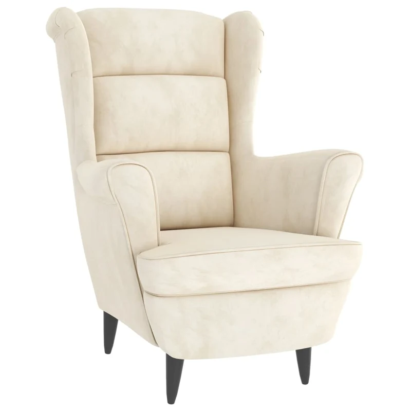 Fauteuil lounge fauteuil de salon chambre avec accoudoirs design moderne en velours crème blanc DEC026853