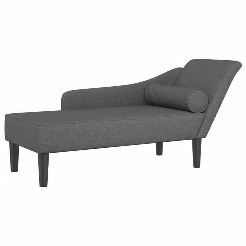 Méridienne chaise longue canapé pour intérieur avec coussins en tissu gris foncé DEC026079