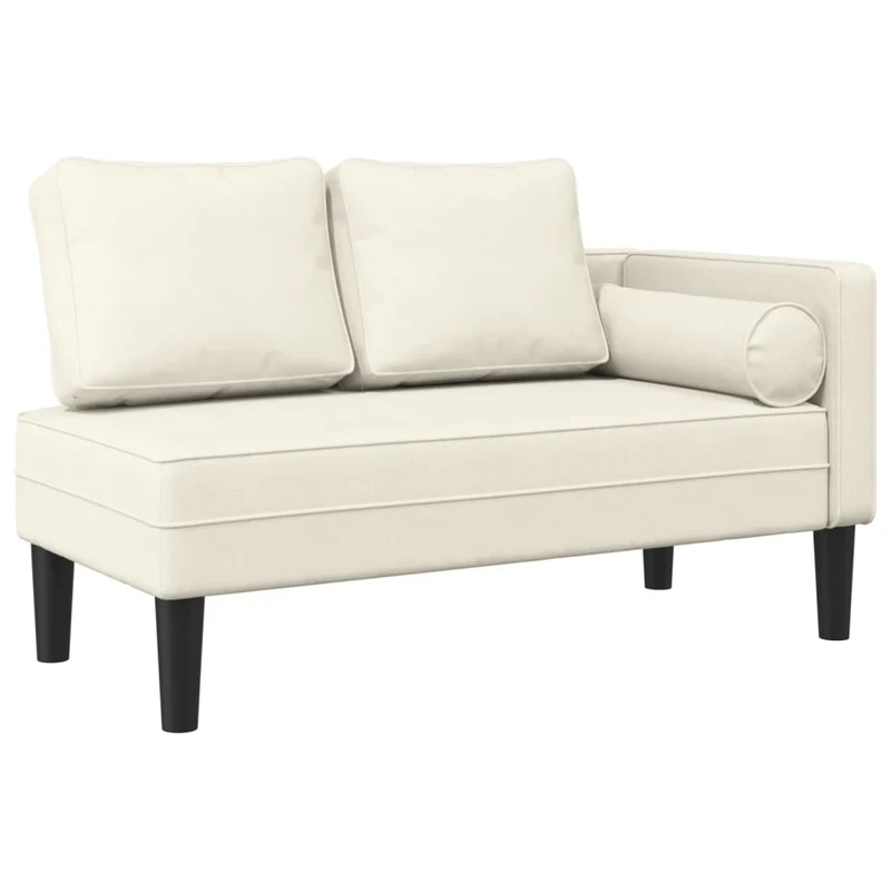 Méridienne chaise longue canapé pour intérieur avec coussins en velours crème DEC026070