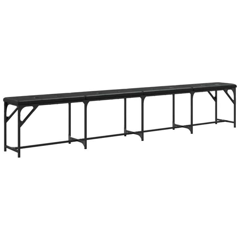 Banc de salle à manger 248 x 32 x 45 cm en acier et PVC noir cadre en acier DEC025027