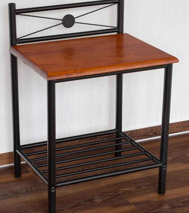 Table de chevet / nuit en en métal et bois 64x45x35 cm MOC06004
