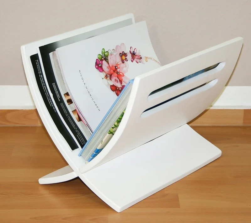 Porte revue en bois rangement magazines blanc 30x29x36 cm DIV06001