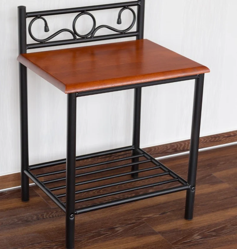 Table de chevet / nuit en en métal et bois 64x45x35 cm MOC06006