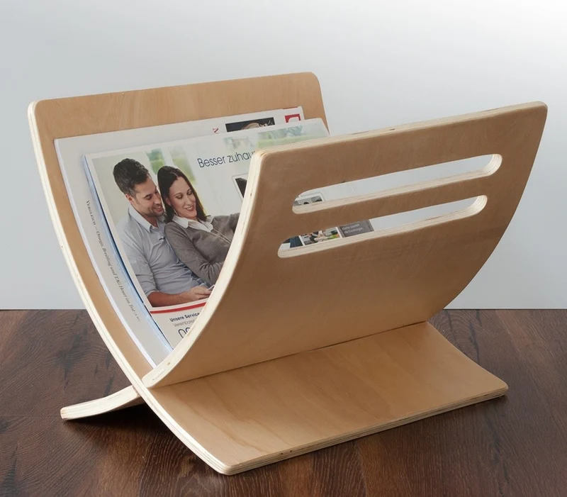 Porte revue en bois rangement magazines nature 30x29x36 cm DIV06003