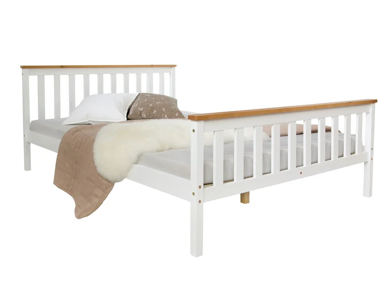 Lit double deux personne 140x200 cm en bois avec sommier à lattes LIT06159