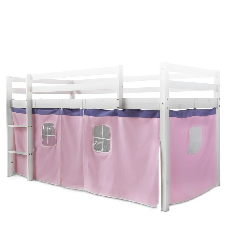 Toile rideau pour lit mezzanine ou surélevé en coton rose clair APE06055